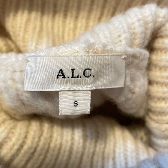 ALC Nevelson Cable Knit Turtleneck Sweater Ivory S - Picture 8 of 10
